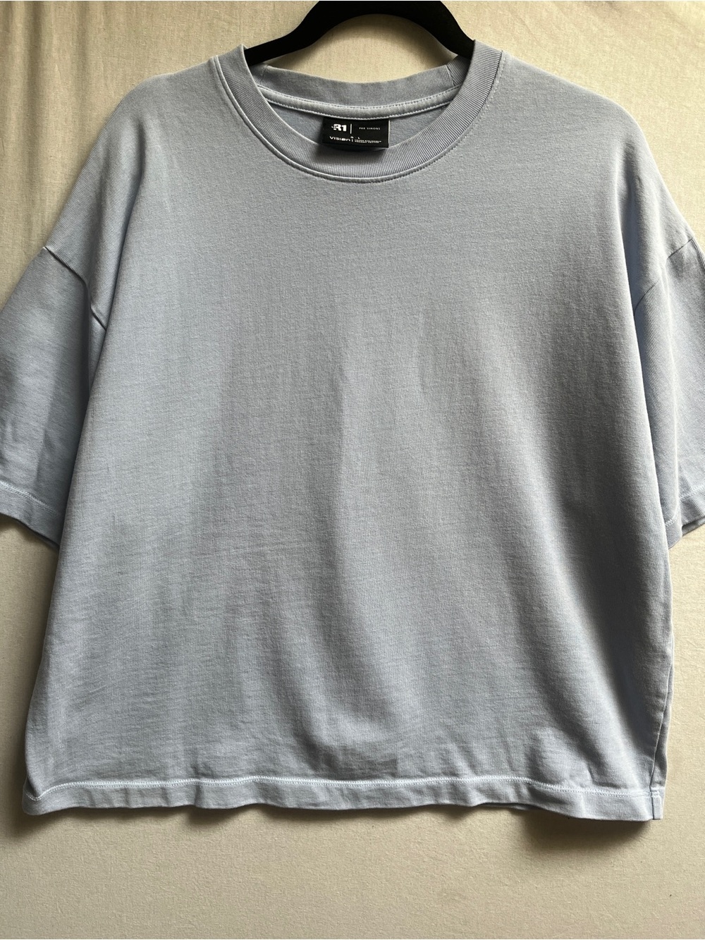 LE 31 by Simons Light Blue Boxy Crop Organic Cotton T-Shirt Mens L / Unisex